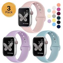 Sport Band Compatible for Apple Watch Band 38mm 40mm 42mm 44mm, EXCHAR Soft Silicone Band Replacement Wrist Strap for iWatch Series 5/4/3/2/1, Nike+, Sport, Edition