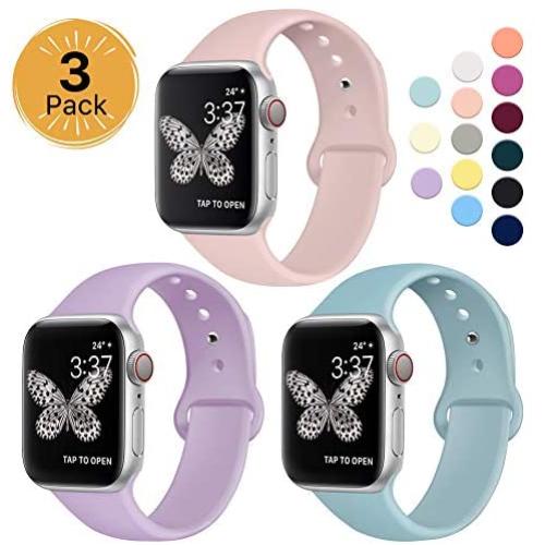 Sport Band Compatible for Apple Watch Band 38mm 40mm 42mm 44mm, EXCHAR Soft Silicone Band Replacement Wrist Strap for iWatch Series 5/4/3/2/1, Nike+, Sport, Edition