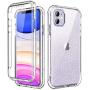 SKYLMW iPhone 11 Case 2019 6.1 inch,[Built in Screen Protector] Sparkly Bling Cover Full Body Shockproof Protective Hard Plastic TPU Phone Cases with Fashion Design for Women Girl,Clear/Silver Glitter