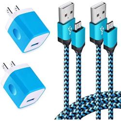 Android Phone Charger Micro Cable Set,4-pack Wall Plug 1A/5V Power Adapter with 6ft Nylon Braided Fast Charging Micro USB Cord Compatible Samsung Galaxy S7 S6 Edge S4 Note 5,LG Stylo 3 K10 K20 K30,HTC