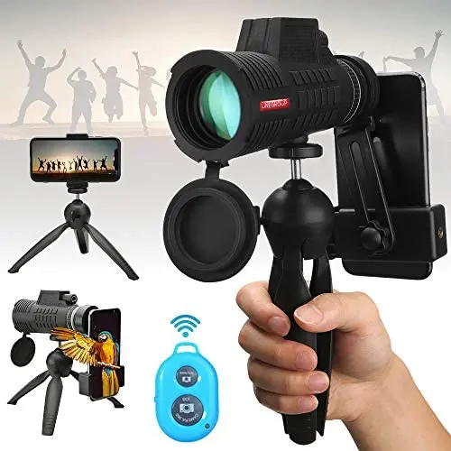 UNEGROUP Monocular Telescope, 50X60 High Power BAK4 Prism Low Night Vision Scope, Waterproof HD Telescope with Smartphone Adapter & Tripod & Remote Shutter for Bird Watching Hunting Best Gifts for Men UNEGROUP Monocular Telescope, 50X60 High Power BAK4 Prism Low Night Vision Scope, Waterproof HD Telescope with Smartphone Adapter & Tripod & Remote Shutter for Bird Watching Hunting Best Gifts for Men