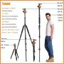 VICTIV Camera Tripod 81 inches Monopod, Aluminum Travel Tripod for DSLR, Lightweight Tripod Loads up to 19 lbs with 360 Degree Ball Head and Carry Bag for Travel and Work - AT26 Orange