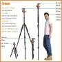 VICTIV Camera Tripod 81 inches Monopod, Aluminum Travel Tripod for DSLR, Lightweight Tripod Loads up to 19 lbs with 360 Degree Ball Head and Carry Bag for Travel and Work - AT26 Orange VICTIV Camera Tripod 81 inches Monopod, Aluminum Travel Tripod for DSLR, Lightweight Tripod Loads up to 19 lbs with 360 Degree Ball Head and Carry Bag for Travel and Work - AT26 Orange
