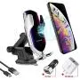 DHong Smart in-Car Mobile Phone Holder IR Sensor Automatic Clamping Plus 10W Qi Wireless Fast Charging Car Charger Compatible for iPhone 8 Xs XR Galaxy S9 S8 S7 Note9 (Silver + Suctorial Cup Bracket)