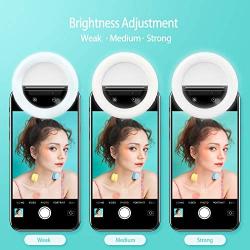 Selfie Ring Light Led Circle Portable Clip-on Selfie Fill Light with USB Rechargeable for Phone Camera Photography Video White