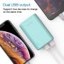 (Pocket-Size) Portable Charger Quick Charge POWEROWL (10000mAh, Dual High-Speed Output, Universal) Lightest Travel Power Bank, External Battery Pack for Smartphone - Teal