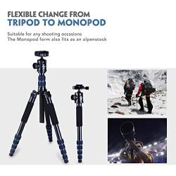 Moman Camera Tripod Monopod Alpenstock with Ball Head, Aluminum Alloy Foldable Axis Inversion Design, Weight Capacity of 33 Lb