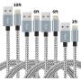 IDiSON 4Pack(3ft 6ft 6ft 10ft) iPhone Lightning Cable Apple MFi Certified Braided Nylon Fast Charger Cable Compatible iPhone Max XS XR 8 Plus 7 Plus 6s 5s 5c Air iPad Mini iPod (Gray +White)