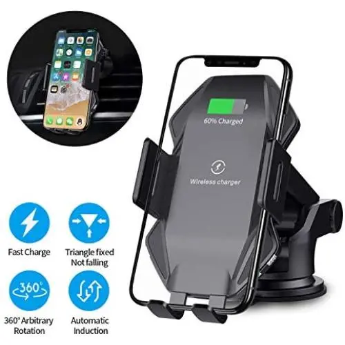 Wireless Car Charger Mount Sensor Auto Clamping 10W Fast Charging Air Vent Phone Holder Compatible with iPhone 11 Pro Max/Xs/Xs Max/XR/X/8/8 Plus, Samsung S10/S10+/S9/S9+/S8 & All Qi Device (Black) Wireless Car Charger Mount Sensor Auto Clamping 10W Fast Charging Air Vent Phone Holder Compatible with iPhone 11 Pro Max/Xs/Xs Max/XR/X/8/8 Plus, Samsung S10/S10+/S9/S9+/S8 & All Qi Device (Black)