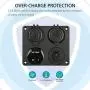 Linkstyle 4 in 1 Charger Socket Panel, 12V 4.2A Dual USB Charger Socket Power Outlet& LED Voltmeter & Cigarette Lighter Socket & Green LED Lighted ON/Off Rocker Toggle Switch for Car Marine Boat Truck