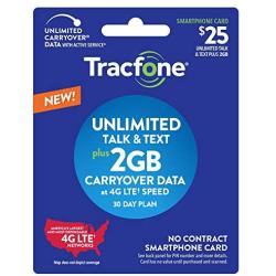 Tracfone $25 Unlimited Talk, Text, 2GB Data - 30 Day Smartphone Plan