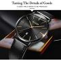 Mens Wirst Watch - Classic Fashion Minimalist Dial - Stainless Steel Case - Breathable Leather Strap - Waterproof Casual Quartz Wristwatches for Male