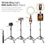 JOGDRC 10.2" Selfie Ring Light with Tripod Stand & Phone/Pad Holder for Live Sream/Makeup, Mini LED Camera Ringlight for YouTube Video/Photography Compatible with iPhone 11 Xs Max XR iPad Android