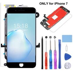 Compatible with iPhone 7 Screen Replacement Black(4.7") LCD 3D Digitizer Touch Screen with Assembly Full Repair Kit, Screen Protector, and Flowchart