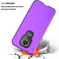 Moto E5 Plus Case, Moto E5 Supra Case AMENQ 3 in 1 Hybrid Heavy Duty Shockproof with Rugged Hard PC and TPU Bumper Protective Armor Phone Cover for Motorola Moto E Plus (5th Gen) 2018 (Purple)