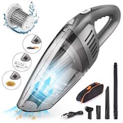 CCJK Handheld Car Vacuum Cleaner Cordless with 120W High Power,7000PA USB Charging Portable Auto Vacuum,Strong Aluminum Fan, HEPA Filter,Carry Bag, Wet/Dry Use for Car Home Pet Hair Office Cleaning