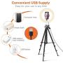 10" USB Selfie LED Ring Light with 50" Extendable Tripod Stand & Flexible Phone Holde for Live Stream/Makeup, Camera, YouTube Video Photography, Compatible with iPhone/Android