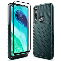 Sucnakp Moto G Fast Case Motorola G Fast Case with Screen Protector Shock Absorption Anti Scratch Heavy Duty Durable Drop Protection Cell Phone Cover for Motorola Moto G Fast（LT Dark Green）