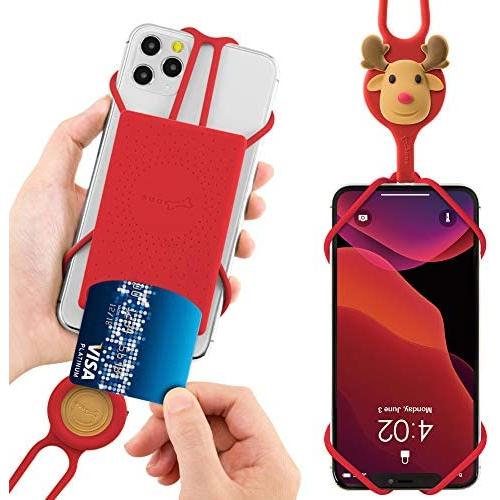 Bone Cell Phone Lanyard with Card Holder, Universal Neck Phone Strap for iPhone 11 Pro Max, Galaxy S Pixel, Smartphone Detachable Case Silicone Straps, fits 4" to 6.5" Phone Tie (2nd Gen) - Mr. Deer