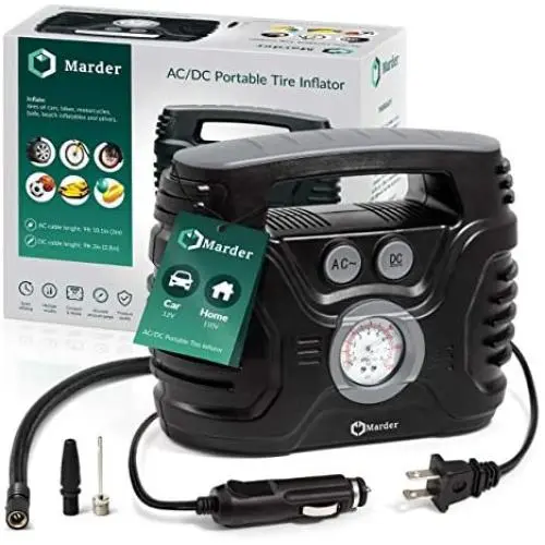 AC/DC Portable Air Compressor/Tire Inflator Powered by Car 12V DC and Home 110V AC AC/DC Portable Air Compressor/Tire Inflator Powered by Car 12V DC and Home 110V AC