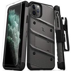 ZIZO Bolt Series iPhone 11 Pro Max Case - Heavy-Duty Military-Grade Drop Protection w/Kickstand Included Belt Clip Holster Tempered Glass Lanyard - Gun Metal Gray