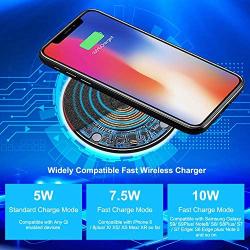 Wireless Charger, RATEL Qi-Certified 7.5W Wireless Charging Compatible with iPhone 11/11Pro/11Pro Max/Xs MAX/XR/XS/X/8Plus/8, 10W for Galaxy S10/S10 Plus/S10E/S9, 5W for All Qi Phones(No AC Adapter)