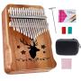 Kalimba Thumb Piano 17 Keys, Topnaca Finger Piano Mbira with Study Instruction, Tune Hammer and EVA Piano bag, Acacia wood, Portable Kalimba Christmas Gift for Kids Adult Beginners (Burlywood)