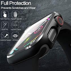 pzoz Compatible Apple Watch Series 5 / Series 4 Case with Screen Protector 40mm Accessories Slim Guard Thin Bumper Full Coverage Matte Hard Cover Defense Edge for Women Men New Gen GPS iWatch (Black)