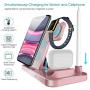 Wireless Charger, QI-EU 4 in 1 Qi-Certified Fast Charging Station Compatible Apple Watch Airpods Pro iPhone 11/11pro/X/XS/XR/Xs Max/8/8 Plus, Wireless Charging Stand Compatible Samsung Galaxy S20/S10