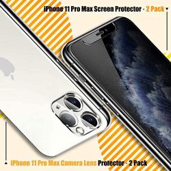 BAZO 2 Pack Tempered Glass Privacy Screen Protector and 2 Pack Camera Lens Protector for iPhone 11 Pro Max (6.5 inch) [Anti-Scratch] [Alignment Easy Installation Frame] HD [Fit with Most Cases]