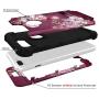 iPhone 8 Plus Case, iPhone 7 Plus Case, Hocase Heavy Duty Shockproof Protection Hard Plastic+Silicone Rubber Hybrid Protective Case for iPhone 8 Plus/iPhone 7 Plus - Royal Purple/White Flowers