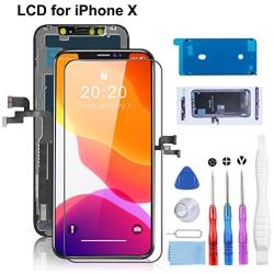 YPLANG for iPhone X Screen Replacement, LCD Display 5.8 inch with 3D Touch Digitizer Frame Assembly with Magnetic Screws Map, Complete Repair Tools and Screen Protector