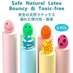 Dog Squeaky Toy, 6 PCS Latex Bouncy Egg Balls with Squeaker for Puppy Small Pet Dogs, Soft Rubber Sound Toys for Interactive Fetch Play