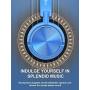 Vogek On Ear Headphones with Mic, Stereo Bass Fold-Flat Headset, Wired Portable Earphones with Microphone, Adjustable Headband and 1.5M Tangle Free Cord for Kids Students Teens Adults, Blue