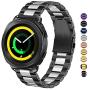 DEALELE Band Compatible with Galaxy Watch Active/Active 2 40mm 44mm, 20mm Solid Stainless Steel Metal Strap Replacement for Samsung Gear Sport/Galaxy Watch 42mm Women Men (Black/Silver)