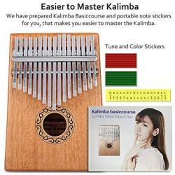 Kalimba 17 Keys Thumb Piano, Natural Wood, with basic course Tune Hammer, for Adult Kids Beginners, for Gifts