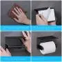 VAEHOLD Self Adhesive Toilet Paper Holder with Phone Shelf SUS 304 Stainless Steel Wall Mounted Toilet Paper Roll Holder - Rustproof and Bathroom Washroom Tissue Roll Holder with Shelf - Black VAEHOLD Self Adhesive Toilet Paper Holder with Phone Shelf SUS 304 Stainless Steel Wall Mounted Toilet Paper Roll Holder - Rustproof and Bathroom Washroom Tissue Roll Holder with Shelf - Black