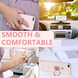 Phone Ring Holder Finger Kickstand - FITFORT 360° Rotation Metal Ring Grip for Magnetic Car Mount Compatible with All Smartphone-Rose Gold