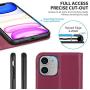 SHIELDON iPhone 11 Case, Genuine Leather iPhone 11 Wallet Folio Protective Case Book Design with Kickstand and RFID Credit Card Slots Magnetic Closure Compatible with iPhone 11 (6.1") - Red Violet