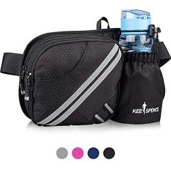 KEESPENCE Hiking Fanny Pack, Waist Bag with Water Bottle Holder for Men Women Outdoors Walking Running, Dog Fanny Pack, Fit iPhone 8 Plus/XS Max/ 6.5 Large Smartphones