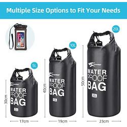 Trentixel Waterproof Dry Bags, Floating Dry Sack with Detachable Shoulder Strap, 5L/10L/20L Large Dry Bag for Fishing, Kayaking, Surfing, Rafting, Hiking and Camping