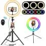 10.2" Selfie Ring Light with Tripod Stand - Dimmable RGB Ring Light LED Circle Lights Halo Lighting with Stand & Phone Holder for Live Steaming Make Up Vlogging Video, Compatible for iPhone Android 10.2" Selfie Ring Light with Tripod Stand - Dimmable RGB Ring Light LED Circle Lights Halo Lighting with Stand & Phone Holder for Live Steaming Make Up Vlogging Video, Compatible for iPhone Android
