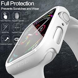 pzoz Compatible Apple Watch Series 5 / Series 4 Case with Screen Protector 44mm Accessories Slim Guard Thin Bumper Full Coverage Matte Hard Cover Defense Edge for Women Men New Gen GPS iWatch (White)