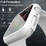 pzoz Compatible Apple Watch Series 5 / Series 4 Case with Screen Protector 44mm Accessories Slim Guard Thin Bumper Full Coverage Matte Hard Cover Defense Edge for Women Men New Gen GPS iWatch (White)