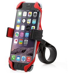 Aduro U-Grip Plus Universal Bike Mount - for Motorcycle, Handlebar, Roll Bar, iPhone X Xs 7 6 6s 7 Plus 5 5s 5c Bike Mount for All Android Smartphones, and GPS Holder (Black/Red)