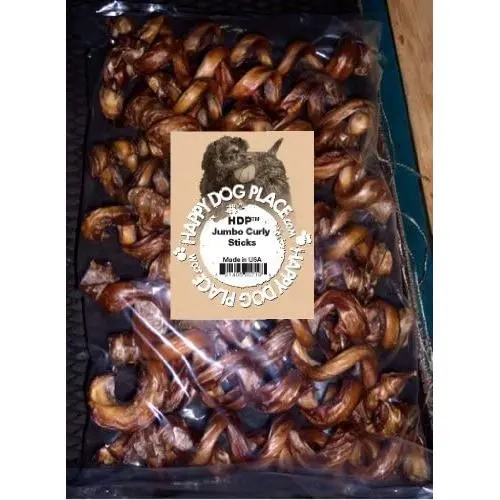 HDP Dental Floss Jumbo Curly Bully Sticks Light 9-11" Made in USA Odor Free HDP Dental Floss Jumbo Curly Bully Sticks Light 9-11" Made in USA Odor Free