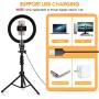 Ring Light,10.2" LED Ring Light with Stand and Phone Holder,Adjustable Bracket(16.56 to 53.5),3 Light Modes 10 Brightness,Selfie Dimmable Ringlight for YouTube Video/Live Stream/Makeup/Photography
