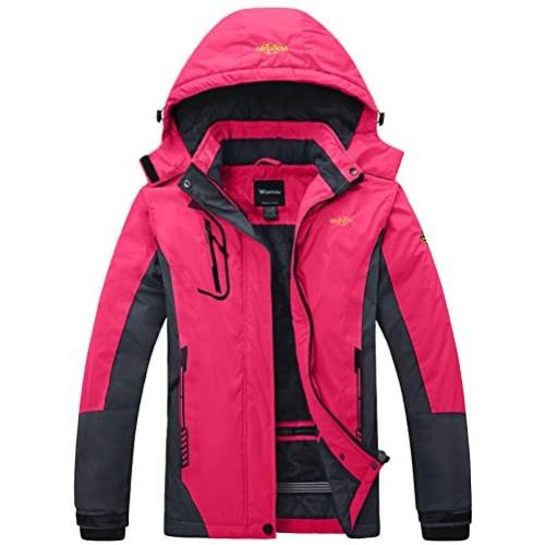 Wantdo Womens Mountain Waterproof Ski Jacket Windproof Rain Jacket Winter Warm Snow Coat