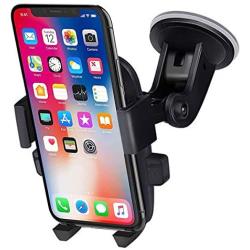 Madeggs M9 Car Mount Phone Holder 360 Degrees Rotation Freely Adjustable Suction on Windshield for iPhone 11/Xs Max/XS/XR/8 Plus Samsung Galaxy S9/S8 Plus and More Universal Phone(Black)