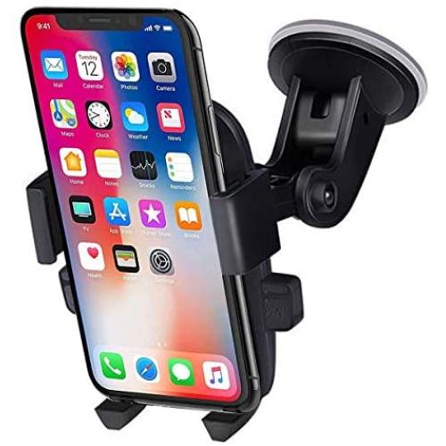 Madeggs M9 Car Mount Phone Holder 360 Degrees Rotation Freely Adjustable Suction on Windshield for iPhone 11/Xs Max/XS/XR/8 Plus Samsung Galaxy S9/S8 Plus and More Universal Phone(Black)